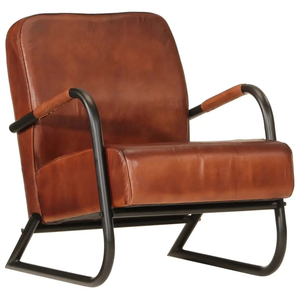 Sofa Chair Brown Real Leather 359631 - Furniture
