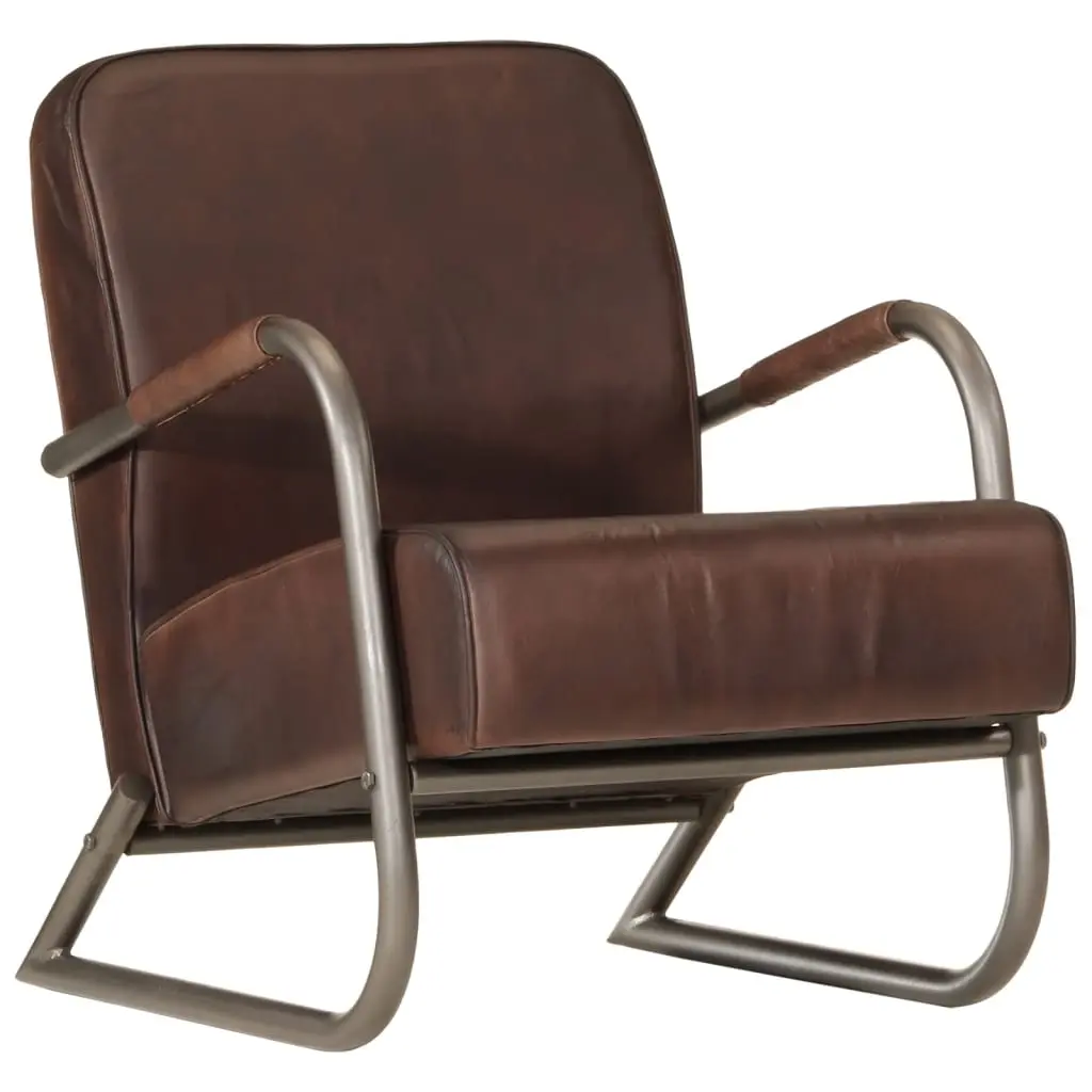 Sofa Chair Brown Real Leather 359632 - Furniture