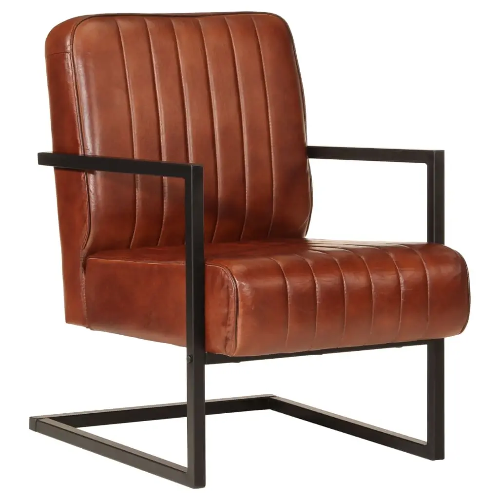 Sofa Chair Brown Real Leather 359637 - Furniture