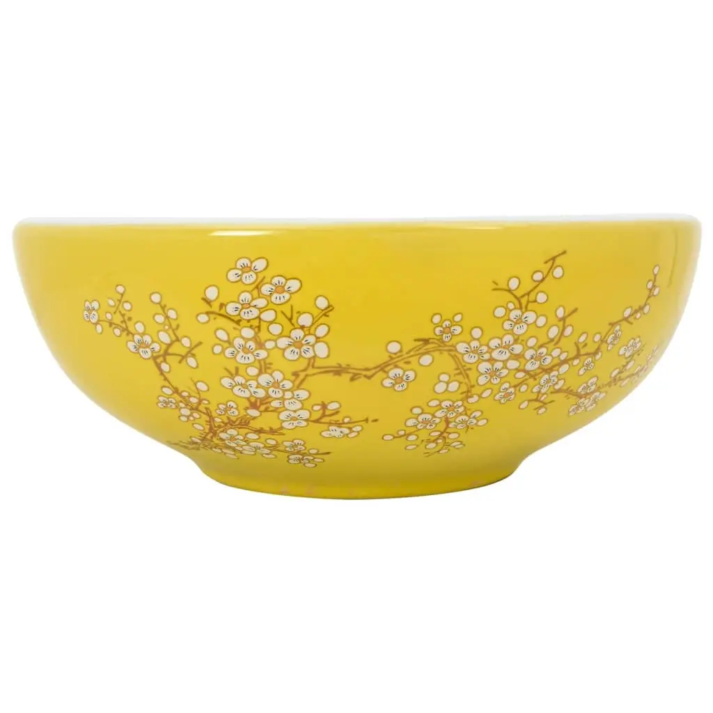Countertop Basin White and Yellow Round Φ41x14 cm Ceramic 155053 - Hardware