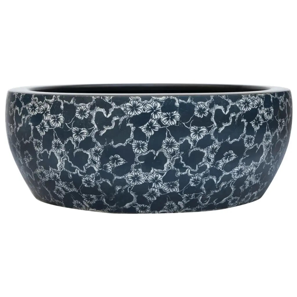 Countertop Basin Black and Blue Round Φ41x14 cm Ceramic 155065 - Hardware