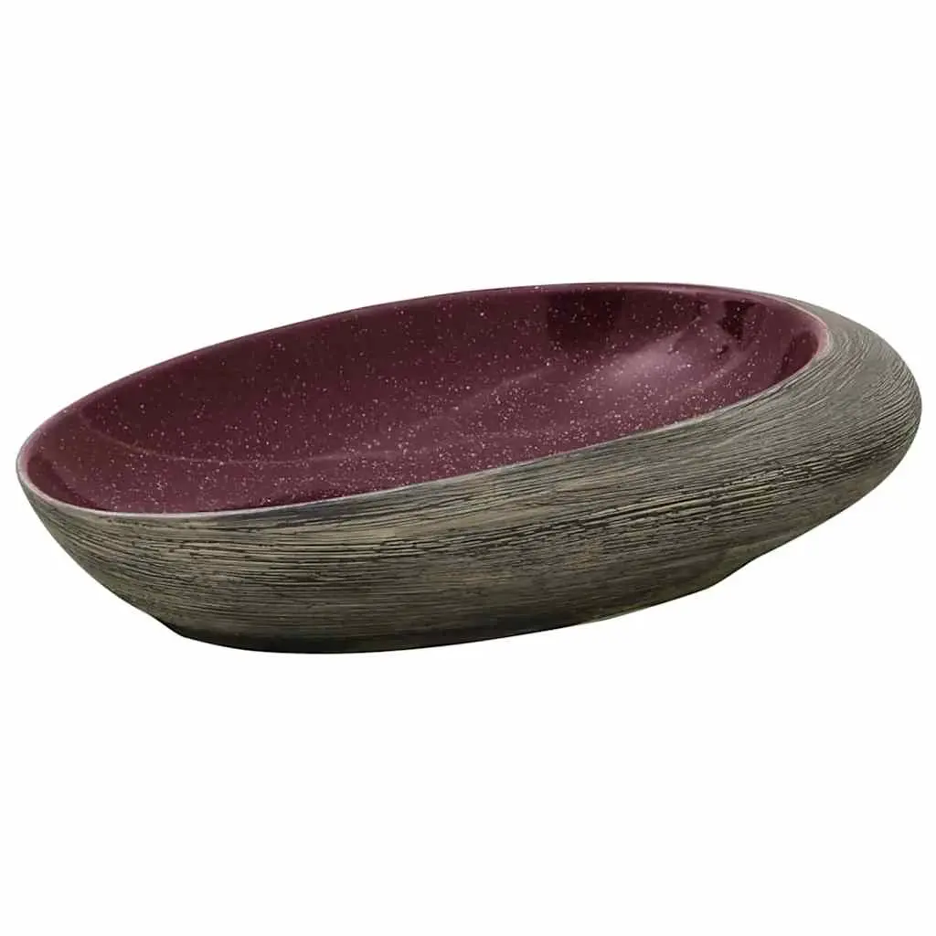 Countertop Basin Purple and Grey Oval 59x40x14 cm Ceramic 155092 - Hardware