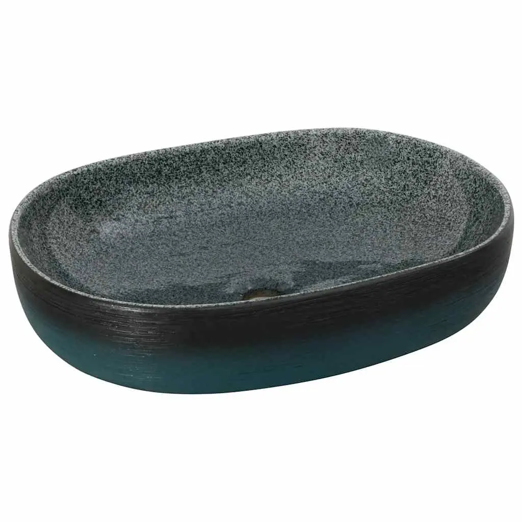 Countertop Basin Turquoise Oval 59x40x14 cm Ceramic 155101 - Hardware