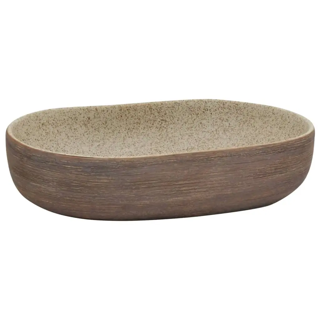 Countertop Basin Sand and Brown Oval 59x40x14 cm Ceramic 155104 - Hardware