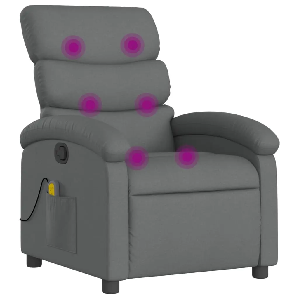 Massage Recliner Chair Dark Grey Fabric 3205365 - Furniture