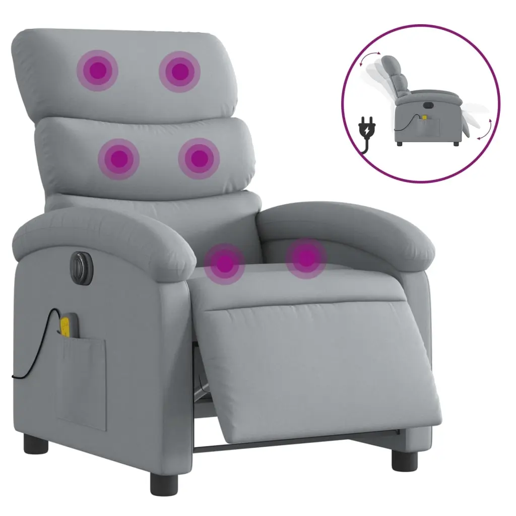 Electric Massage Recliner Chair Light Grey Fabric 3205367 - Furniture