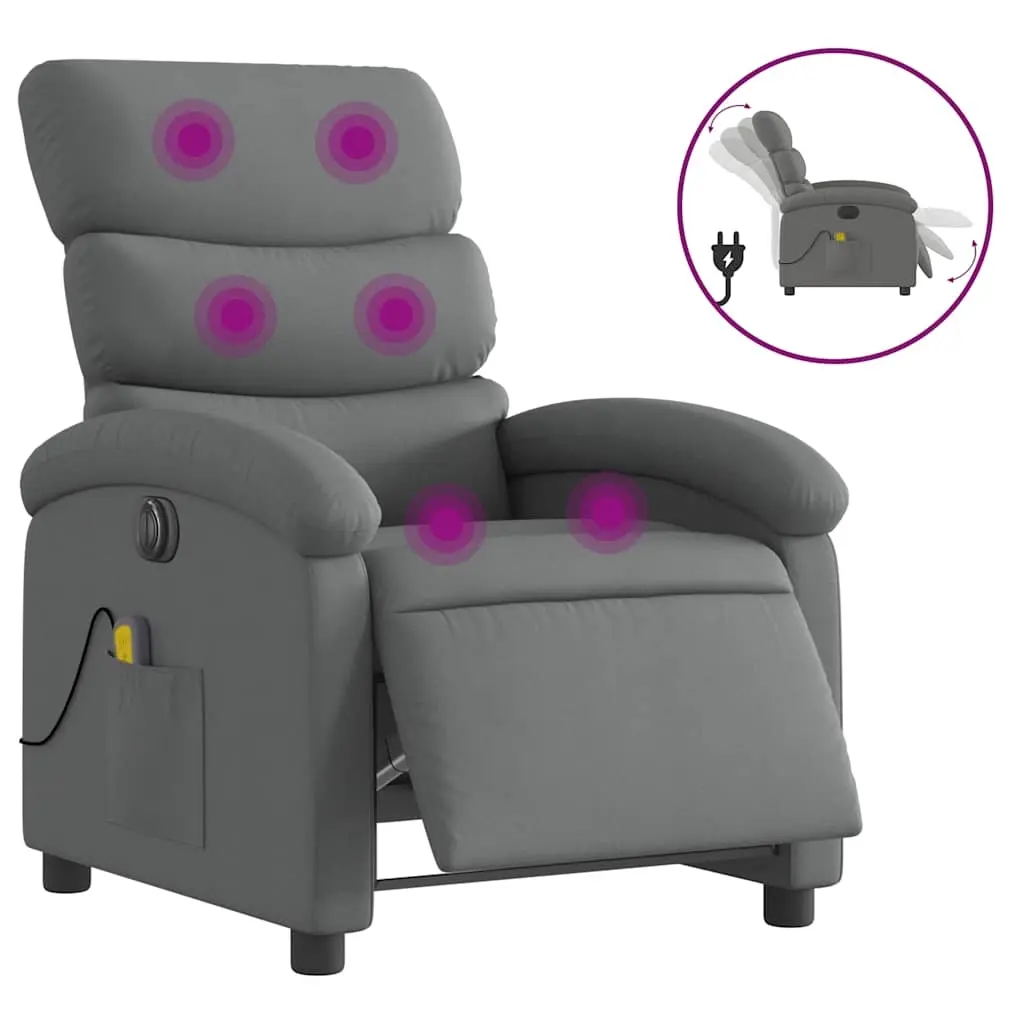 Electric Massage Recliner Chair Dark Grey Fabric 3205368 - Furniture