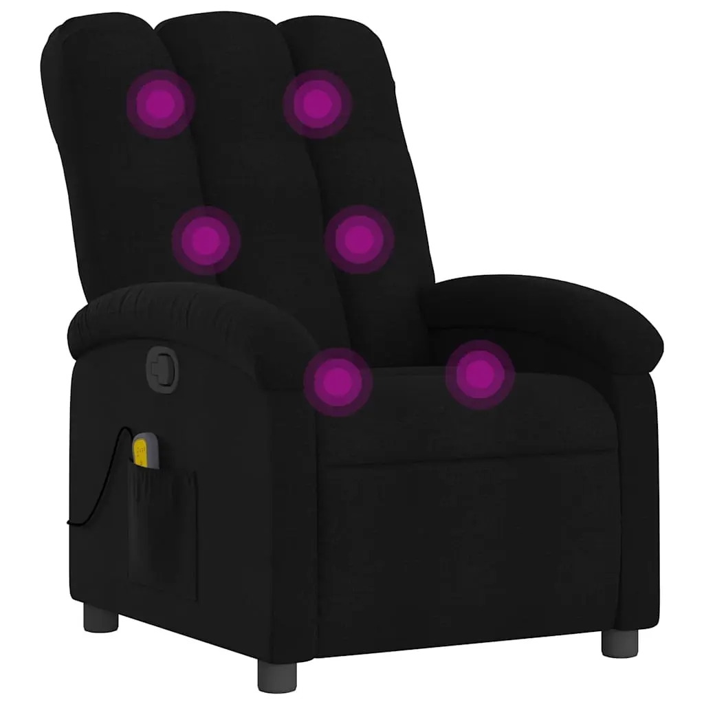 Massage Recliner Chair Black Fabric 3205386 - Furniture