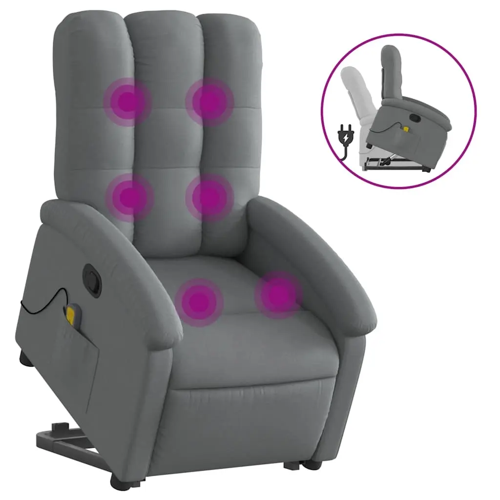 Stand up Massage Recliner Chair Dark Grey Fabric 3205401 - Furniture