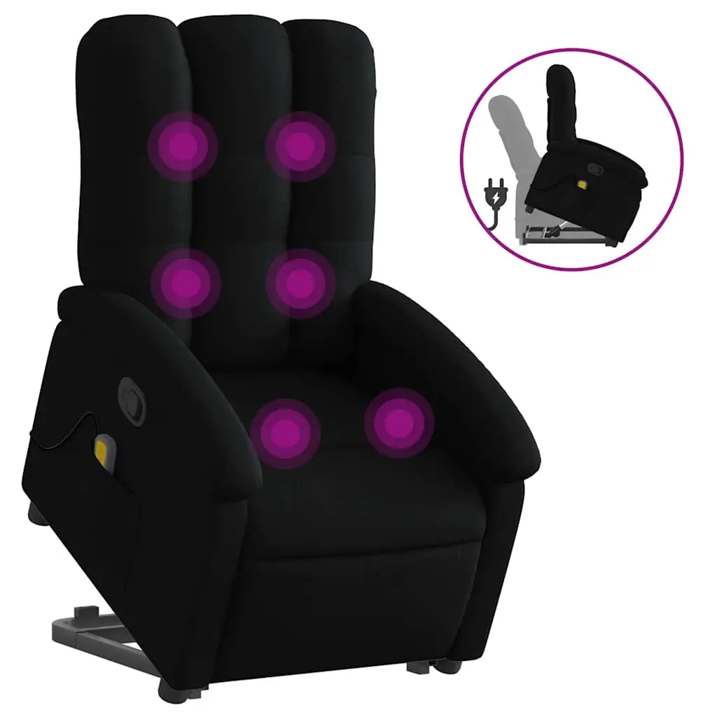 Stand up Massage Recliner Chair Black Fabric 3205402 - Furniture