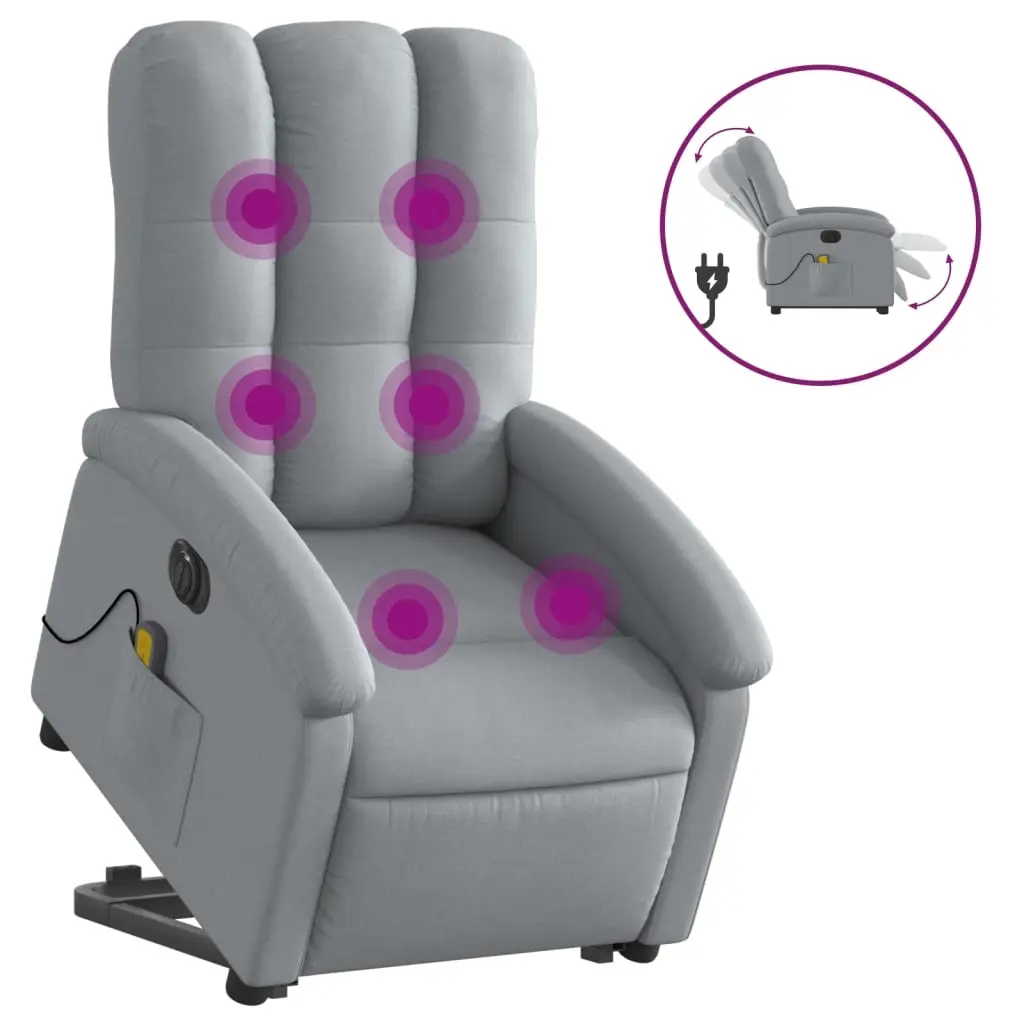 Electric Stand up Massage Recliner Chair Light Grey Fabric 3205408 - Furniture