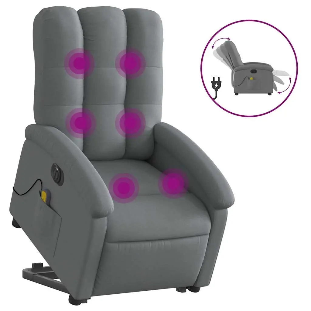 Electric Stand up Massage Recliner Chair Dark Grey Fabric 3205409 - Furniture