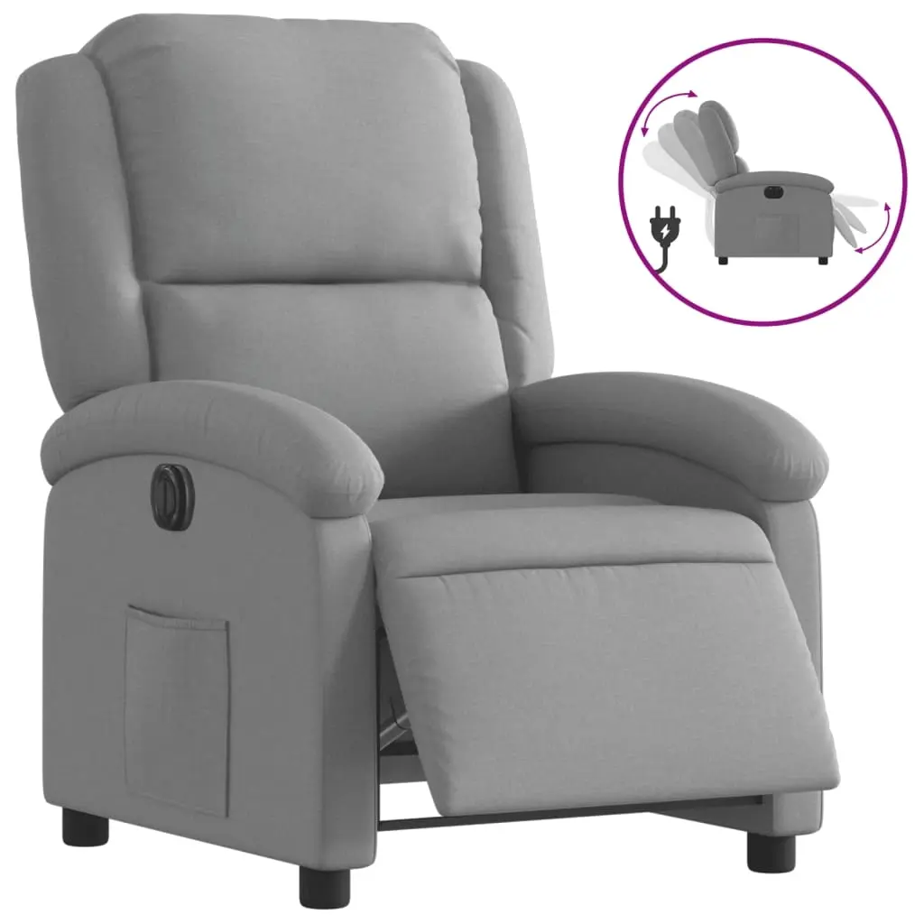Electric Recliner Chair Light Grey Fabric 3205420 - Furniture