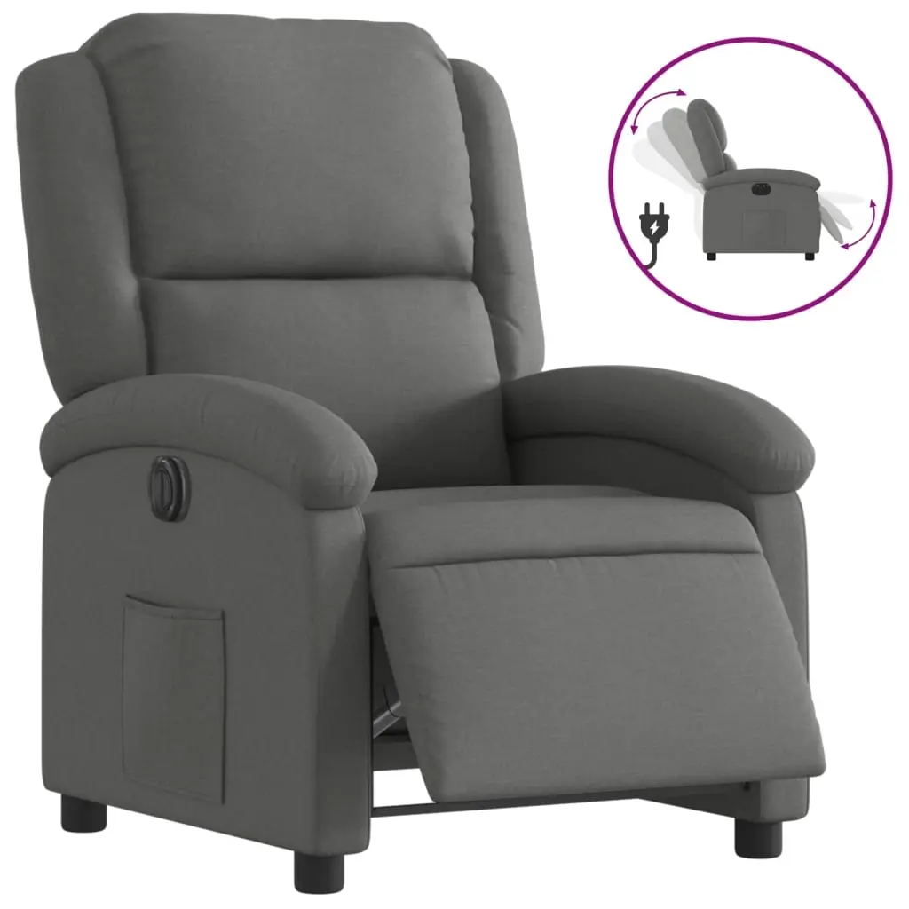 Electric Recliner Chair Dark Grey Fabric 3205421 - Furniture