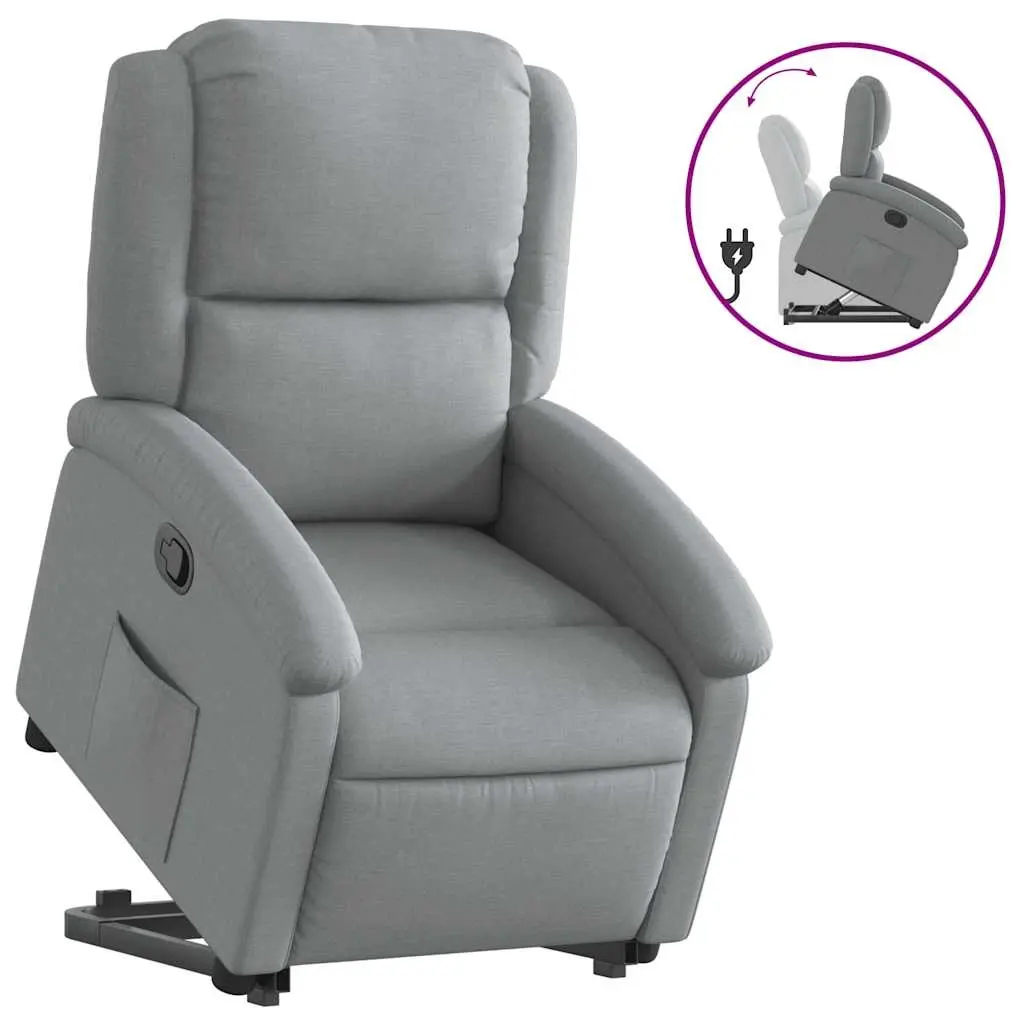Stand up Recliner Chair Light Grey Fabric 3205428 - Furniture