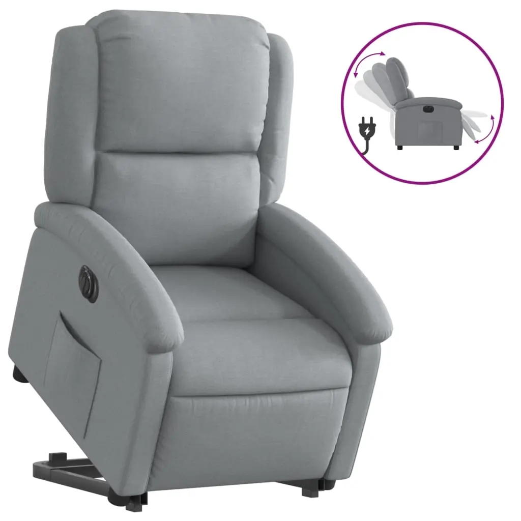 Electric Stand up Recliner Chair Light Grey Fabric 3205436 - Furniture