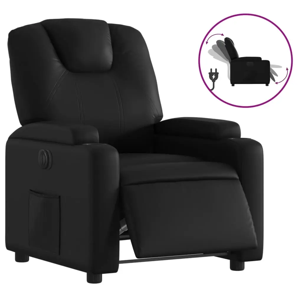 Electric Recliner Chair Black Faux Leather 3205546 - Furniture