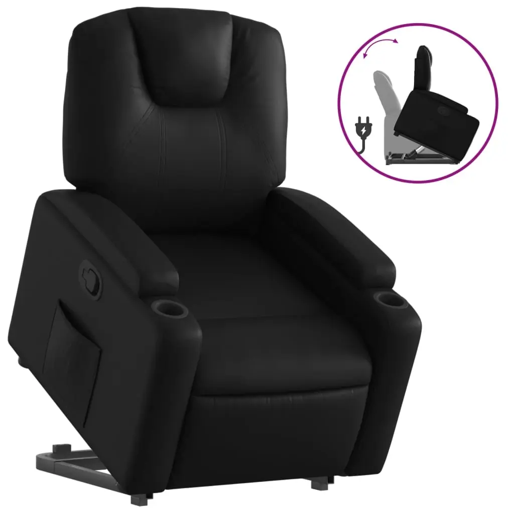 Stand up Recliner Chair Black Faux Leather 3205552 - Furniture