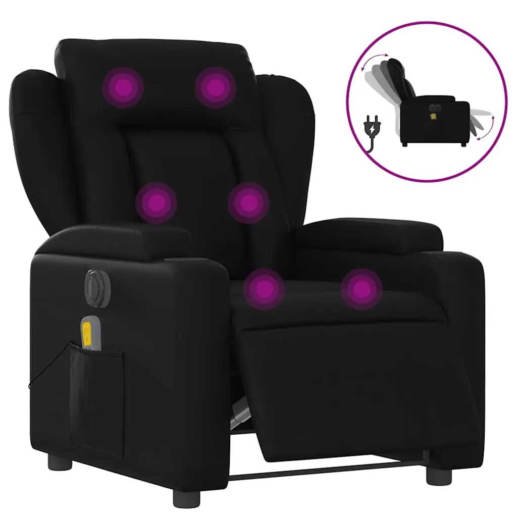 Electric Massage Recliner Chair Black Faux Leather 3205599 - Furniture