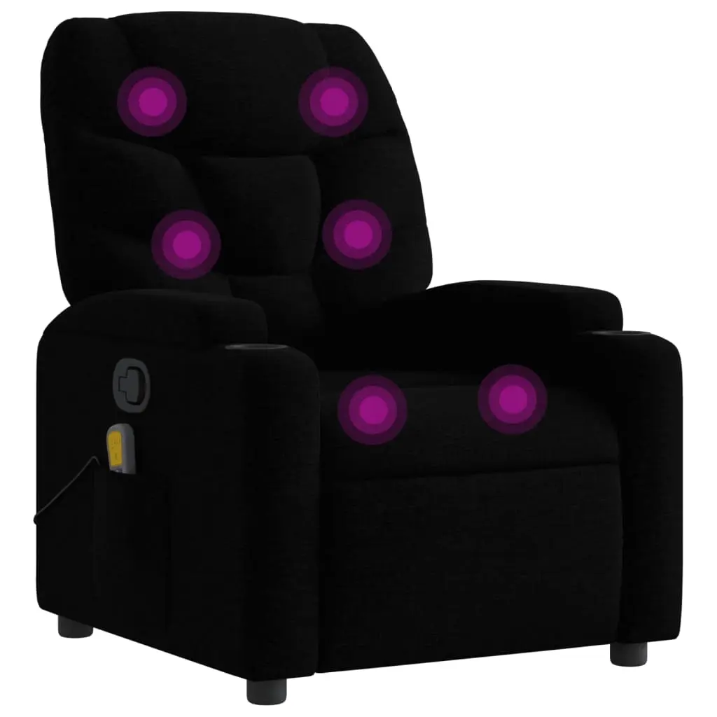 Massage Recliner Chair Black Fabric 3205614 - Furniture