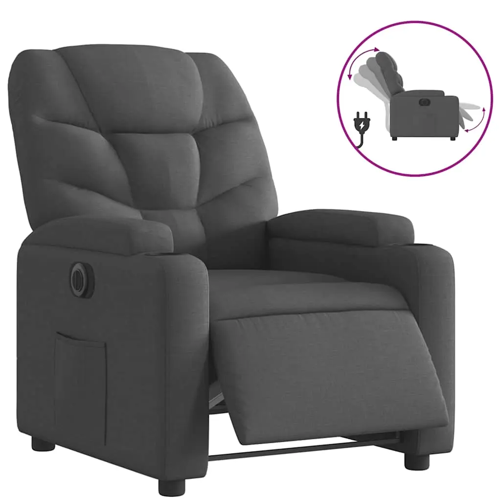 Electric Recliner Chair Dark Grey Fabric 3205617 - Furniture