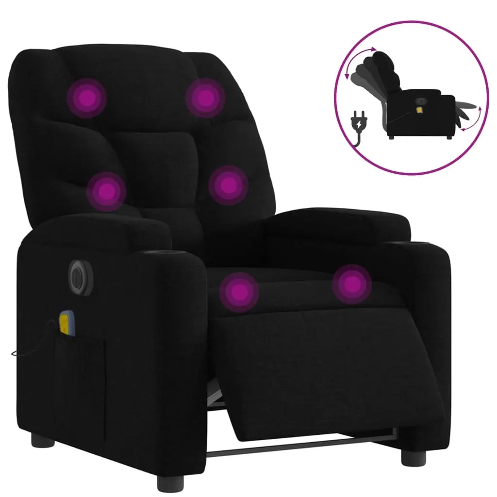 Electric Massage Recliner Chair Black Fabric 3205622 - Over 40% off Living Room Furniture