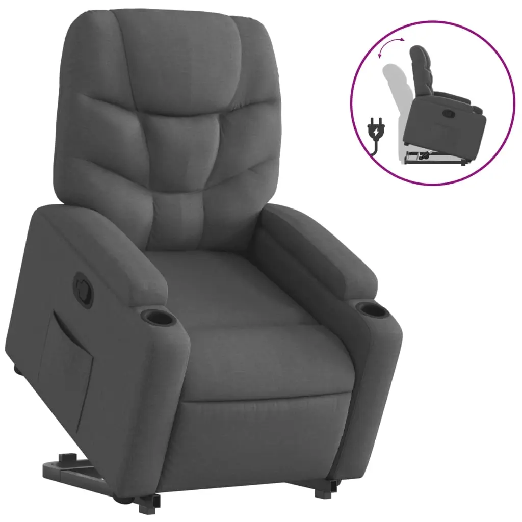 Stand up Recliner Chair Dark Grey Fabric 3205625 - Furniture