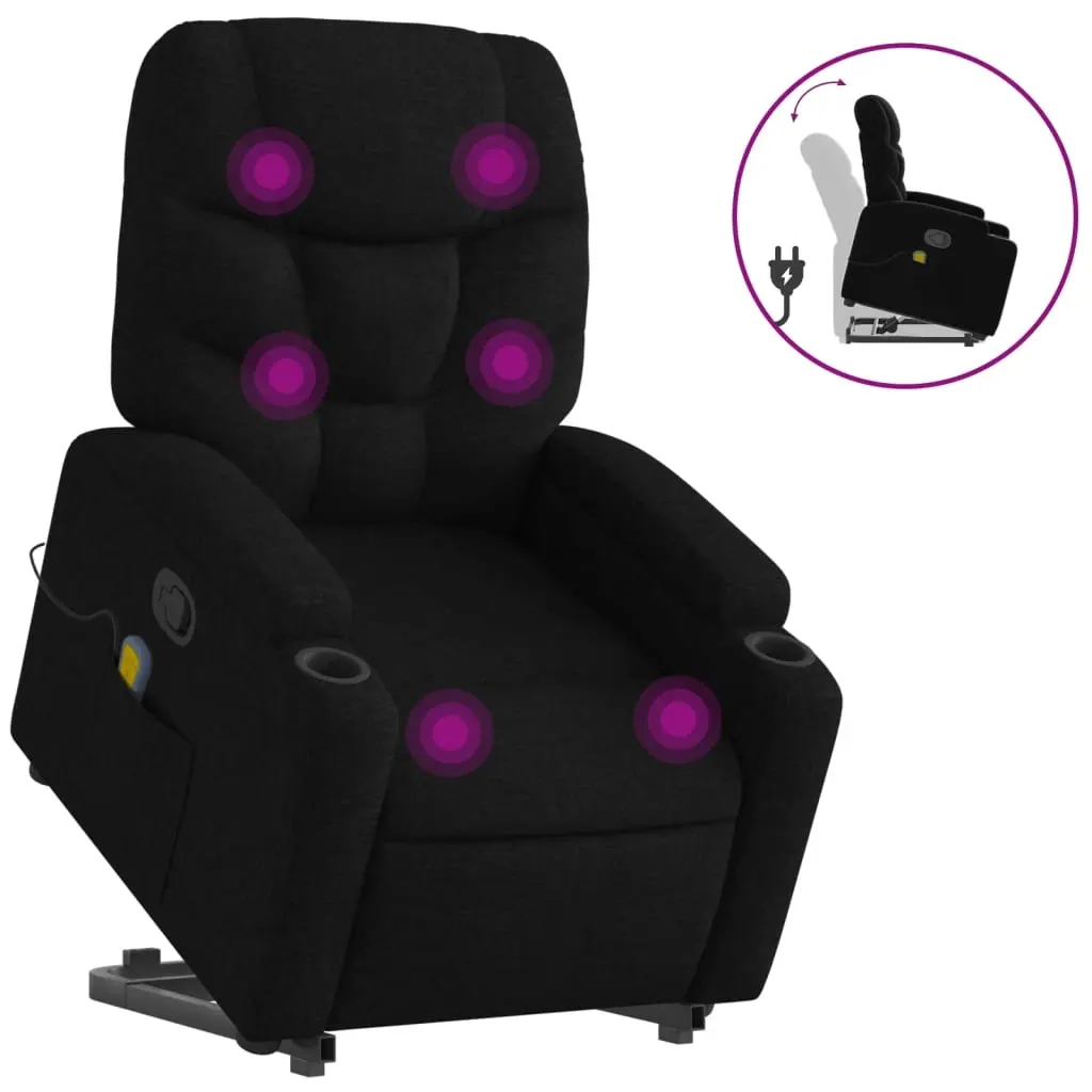 Stand up Massage Recliner Chair Black Fabric 3205630 - Furniture