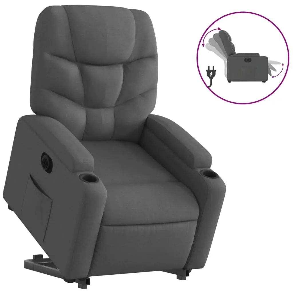 Electric Stand up Recliner Chair Dark Grey Fabric 3205633 - Furniture