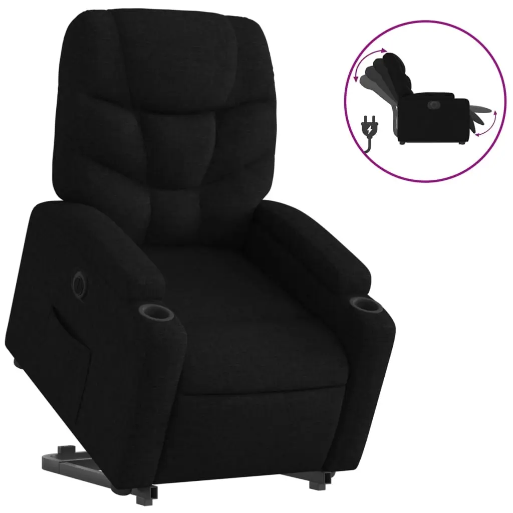 Electric Stand up Recliner Chair Black Fabric 3205634 - Furniture