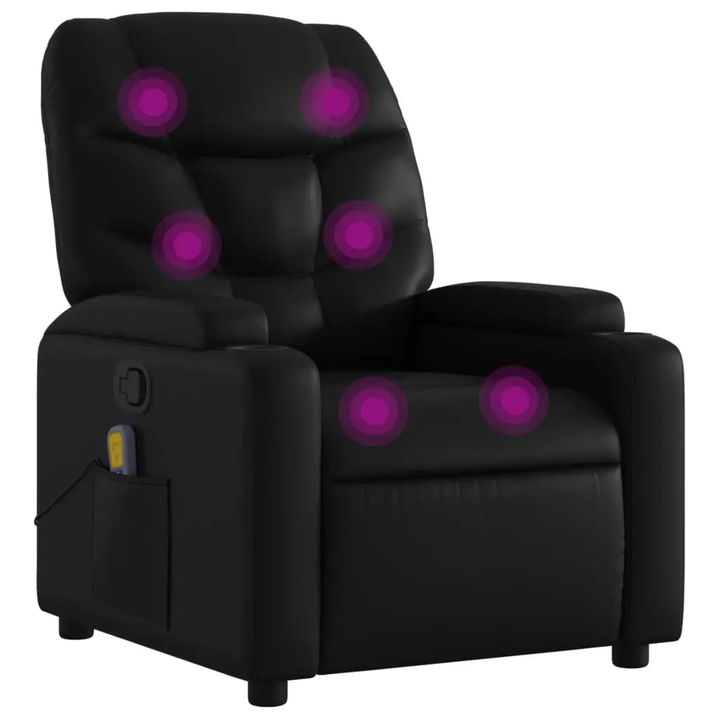 Massage Recliner Chair Black Faux Leather 3205643 - Furniture