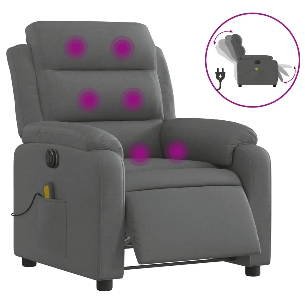 Electric Massage Recliner Chair Dark Grey Fabric 3205730 - Furniture