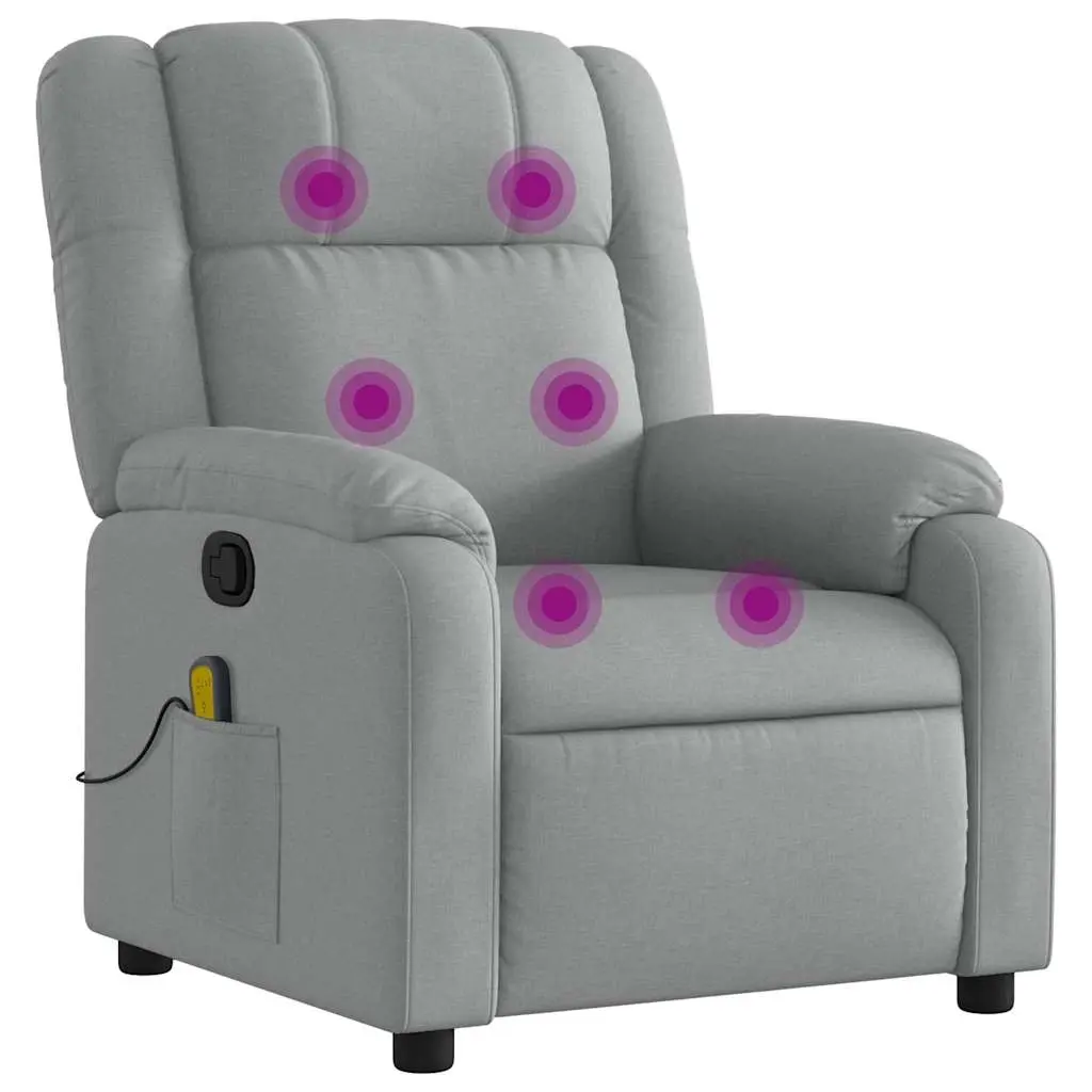 Massage Recliner Chair Light Grey Fabric 3205752 - Furniture