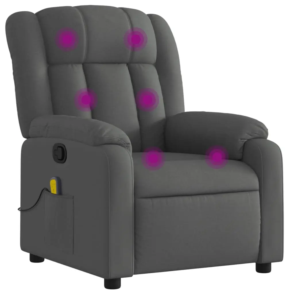 Massage Recliner Chair Dark Grey Fabric 3205777 - Furniture