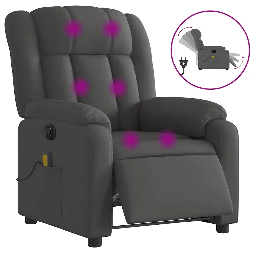 Electric Massage Recliner Chair Dark Grey Fabric 3205785 - Furniture