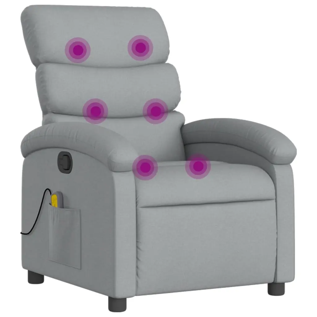 Massage Recliner Chair Light Grey Fabric 3205809 - Furniture