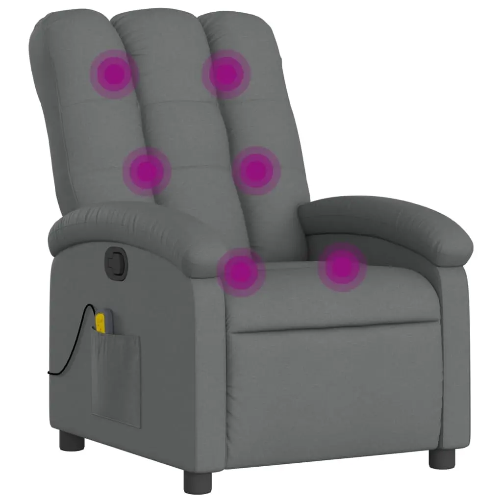 Massage Recliner Chair Dark Grey Fabric 3205869 - Furniture