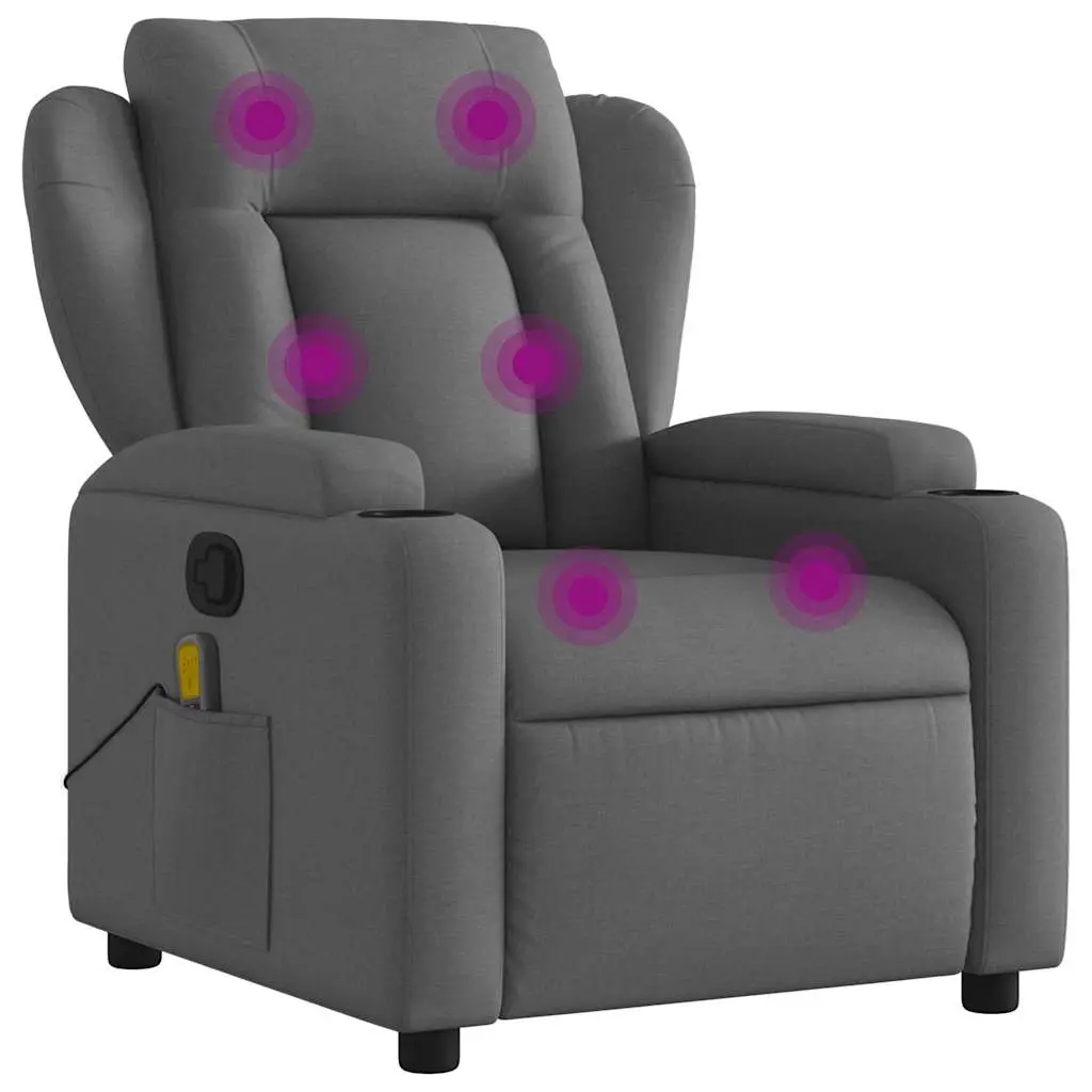 Massage Recliner Chair Dark Grey Fabric 3206001 - Furniture
