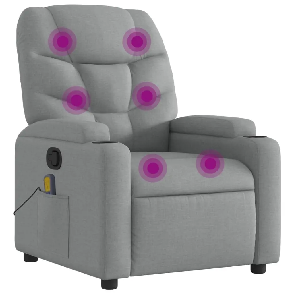 Massage Recliner Chair Light Grey Fabric 3206032 - Furniture