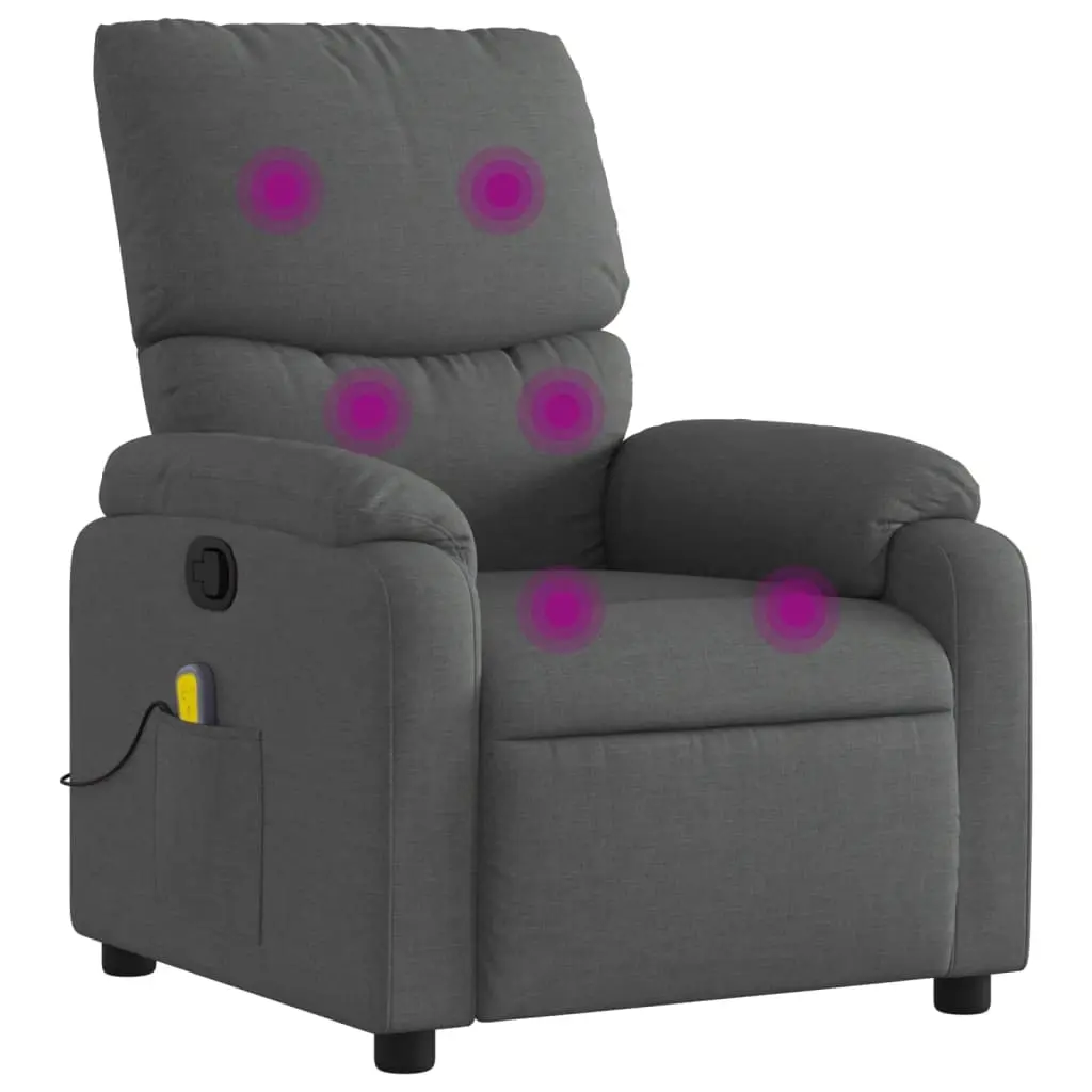 Massage Recliner Chair Dark Grey Fabric 3206097 - Furniture
