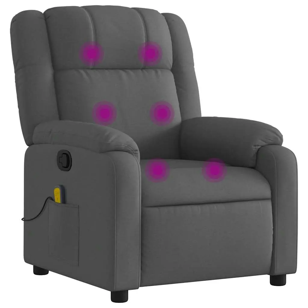 Massage Recliner Chair Dark Grey Fabric 3206206 - Furniture