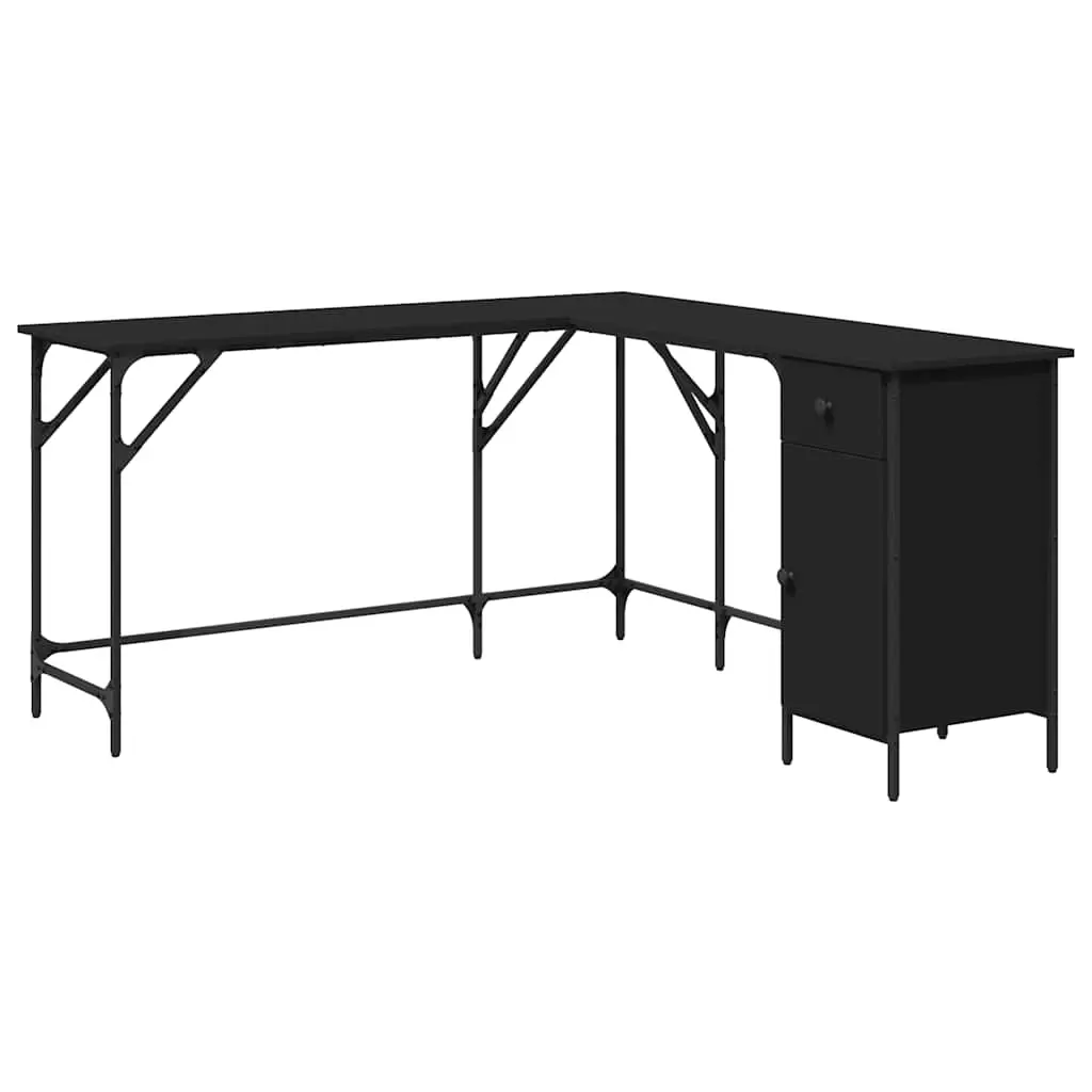 Desk Black 141x141x75 cm Engineered Wood 837597 - Furniture