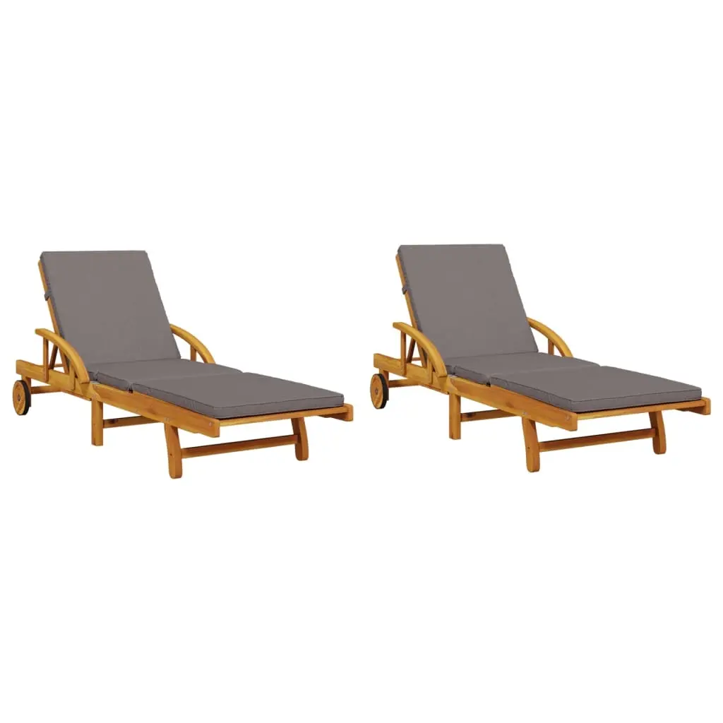 Sun Loungers 2 pcs with Cushions 200x68x83 cm Solid Wood Acacia 3206373 - Furniture