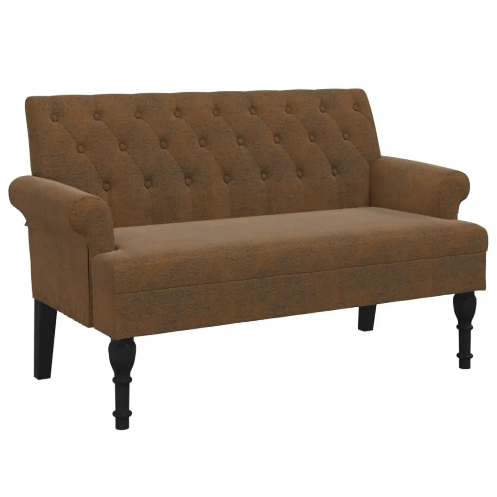 Bench with Backrest Brown 120x62x75.5 cm Faux Suede Leather 372129 - Furniture