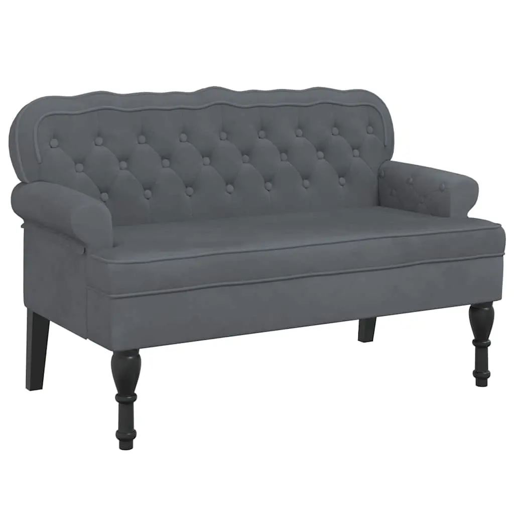Bench with Backrest Dark Grey 119.5x64.5x75 cm Velvet 372157 - Furniture