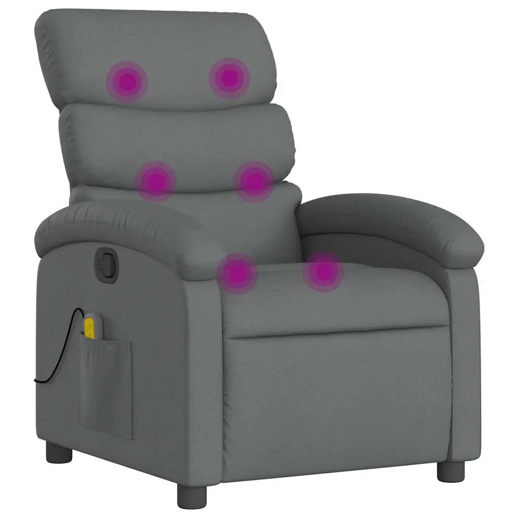 Massage Recliner Chair Dark Grey Fabric 371702 - Furniture