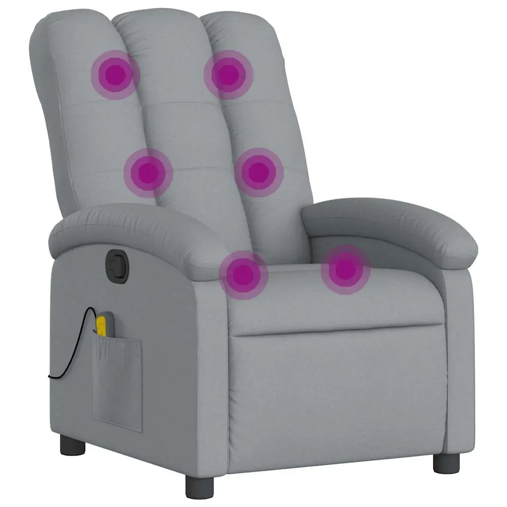 Massage Recliner Chair Light Grey Fabric 371739 - Furniture