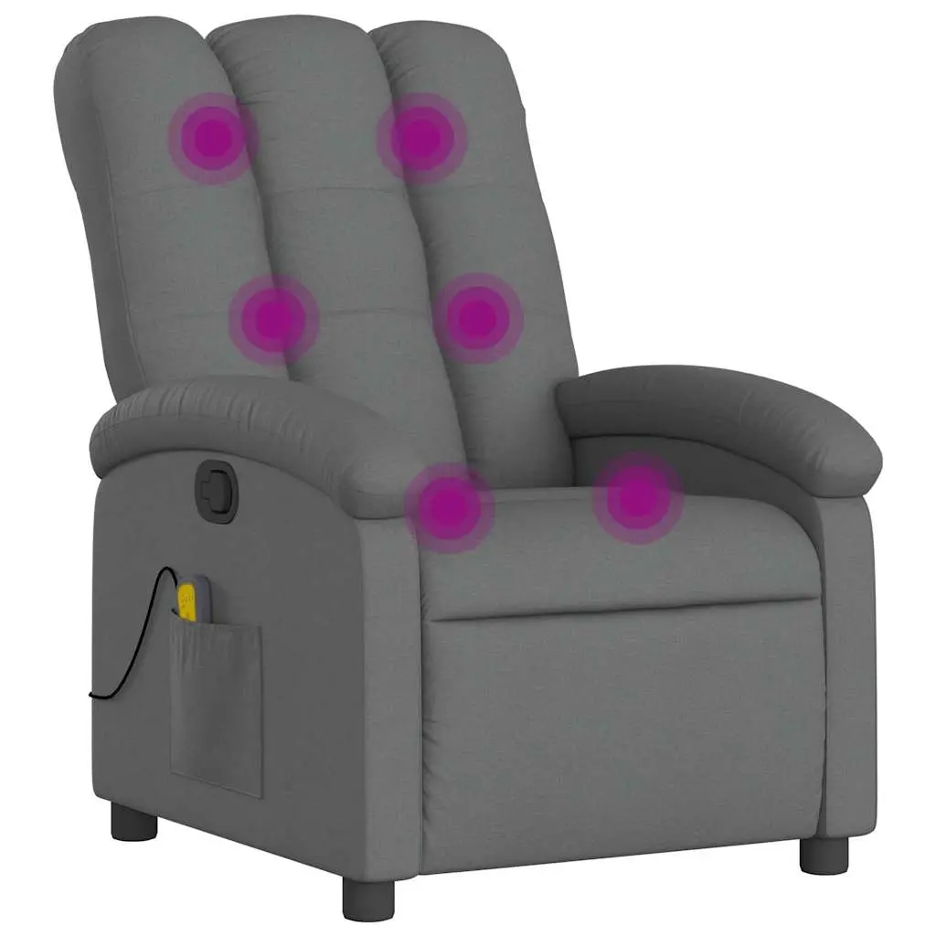 Massage Recliner Chair Dark Grey Fabric 371740 - Furniture