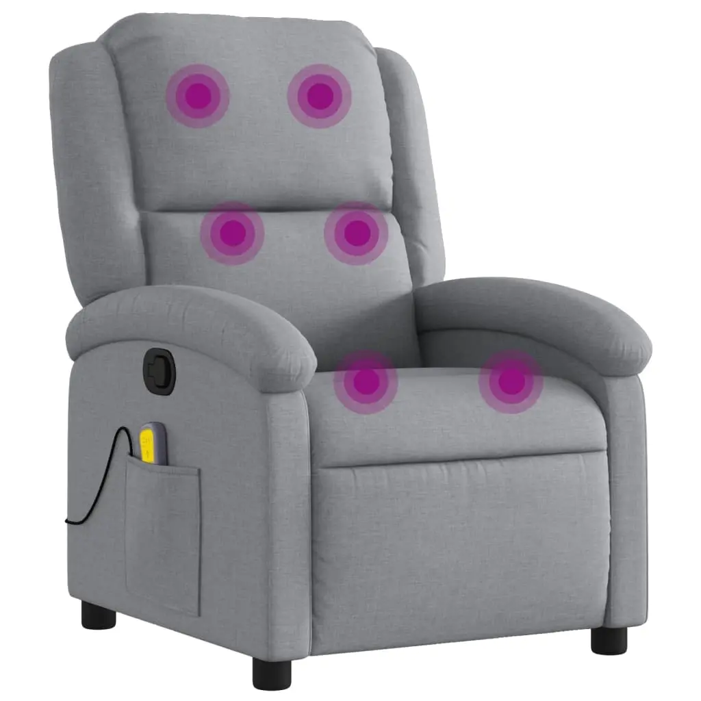 Massage Recliner Chair Light Grey Fabric 371763 - Furniture