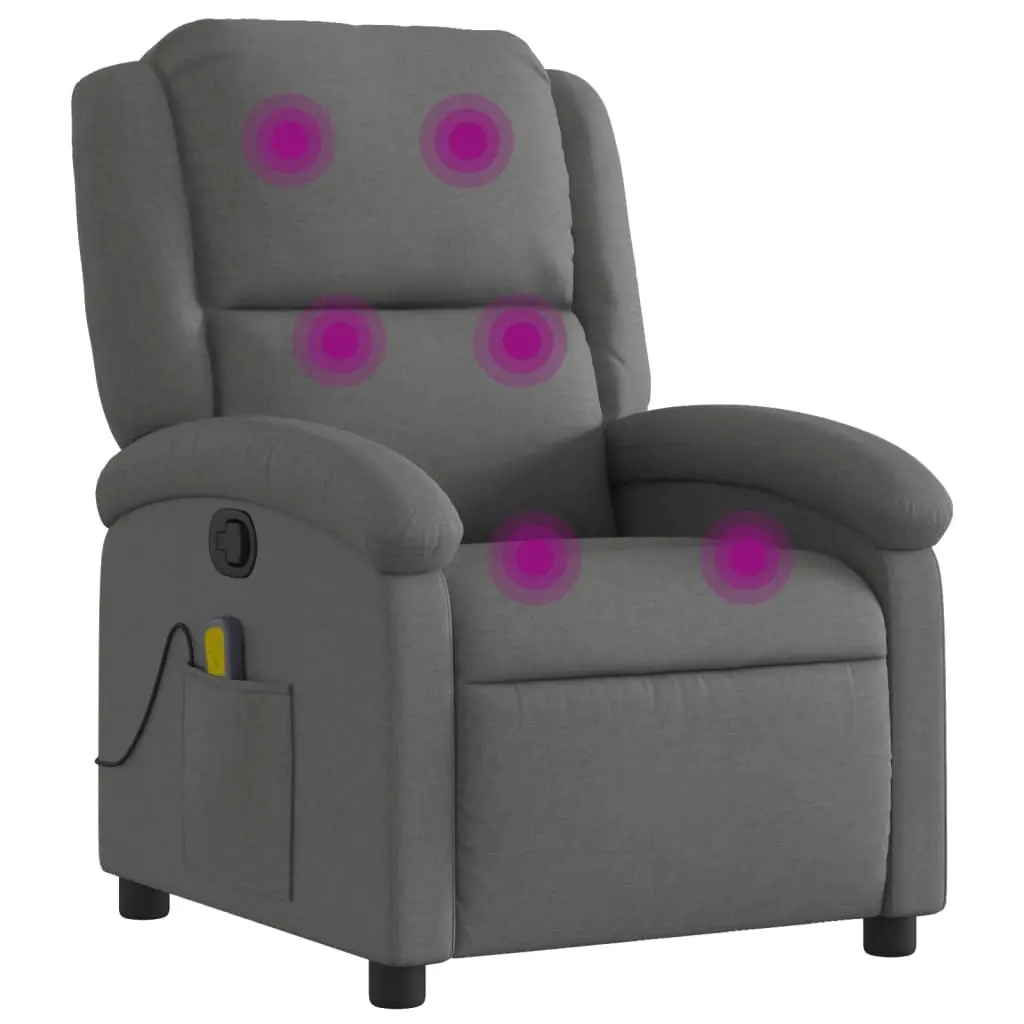Massage Recliner Chair Dark Grey Fabric 371764 - Furniture